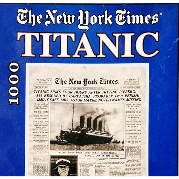 1998 Titanic Wreck Jigsaw Puzzle New York Times Front Page Herbko 1000 Pcs GstRm - Picture 1 of 4